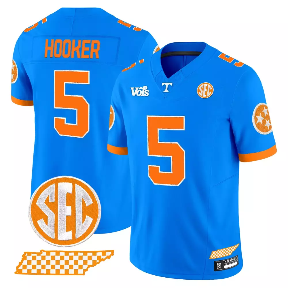 Hooker Volunteers 5 Jersey Blue Ncaa Tennessee Vols Map 2023 Men Orange Stitched