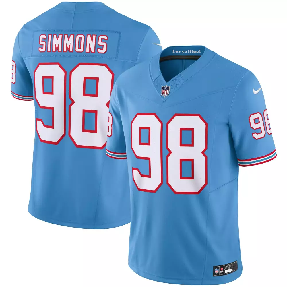Jeffery Simmons 98 Jersey Light Blue Luv Ya Tennessee Titans Men Replica Alternate