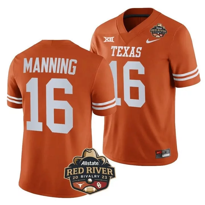 Arch Manning 16 Texas Jersey Orange Men White All Stitched
