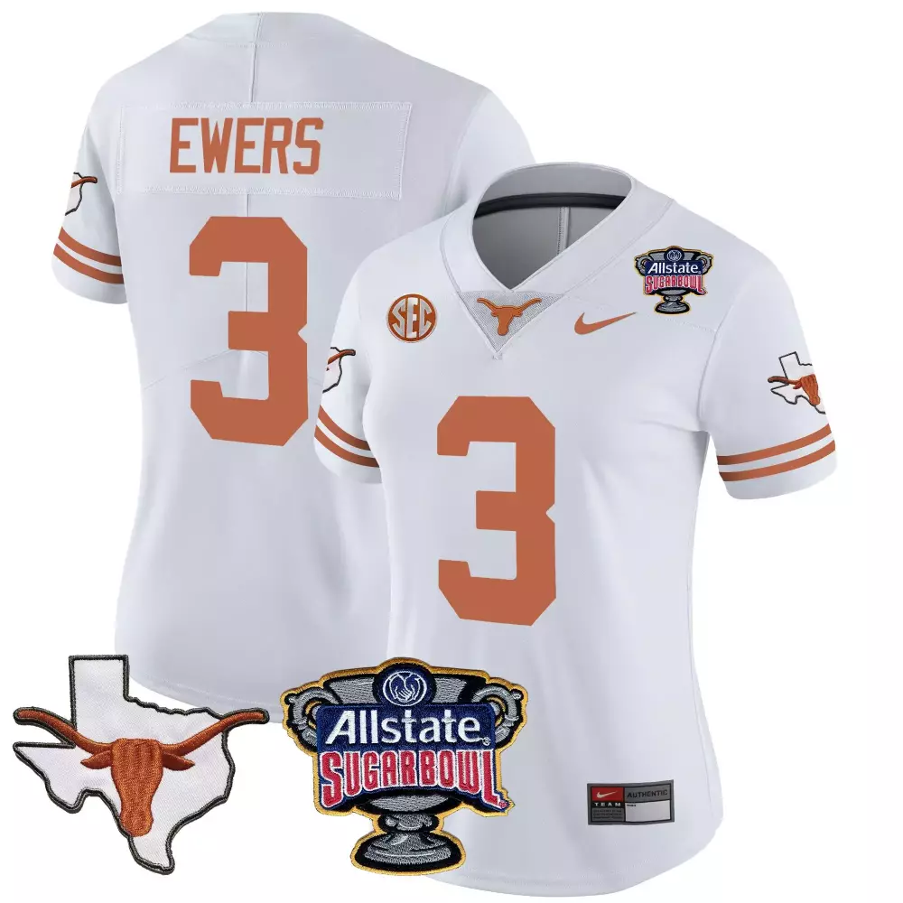 Quinn Ewers 3 Texas Longhorns Jersey White Sugar Bowl Allstate Men Orange Vapor All