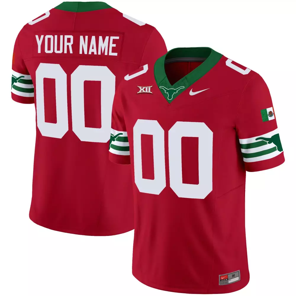 Custom Texas Longhorns Jersey Red Mexico National Football Team Big 2023 Men Green