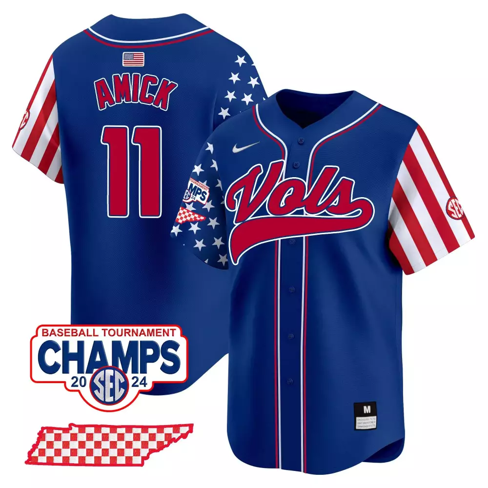 Billy Amick 11 Jersey Royal Blue 2024 SEC Tournament Champions Tennessee Volunteers Baseball