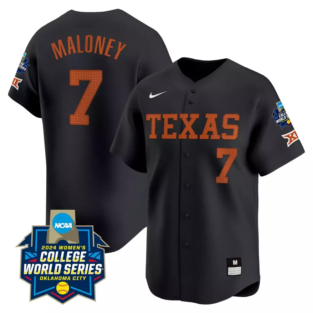 Ashton Maloney 7 Texas Jersey Black 2024 Women's College World Series Women Orange