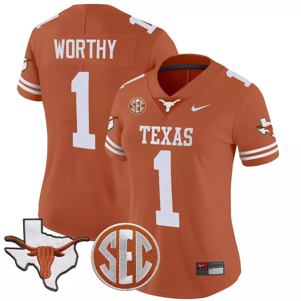 Xavier Worthy 1 Texas Jersey Orange Longhorns Men White Vapor v2 All Stitched