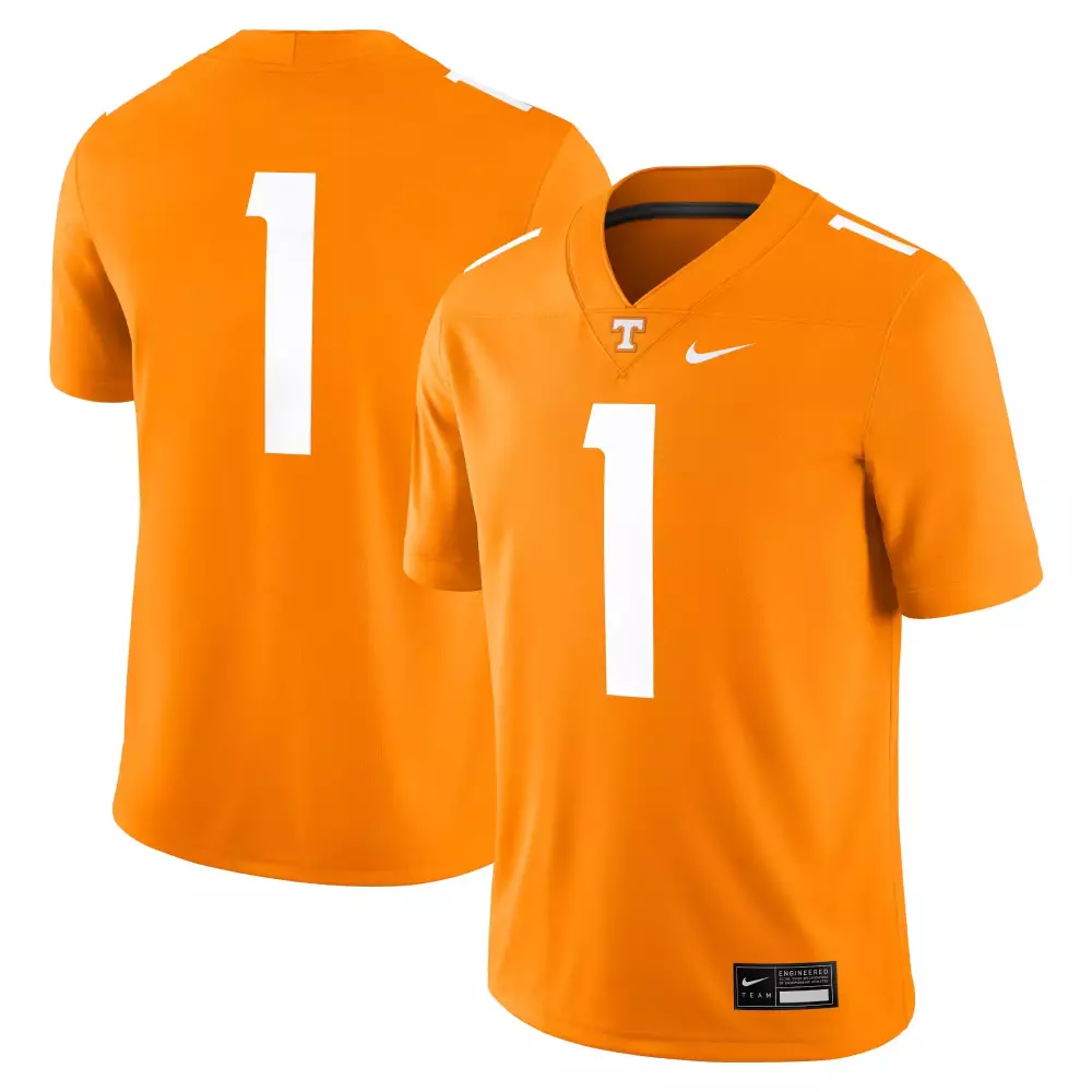 Tennessee Volunteers 1 Jersey Orange Men White Custom Vapor All Stitched