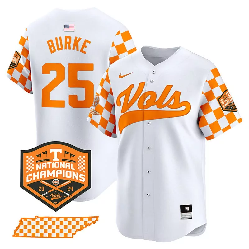 Blake Burke 25 Jersey White National Championship Tennessee Volunteers 2024 Champions