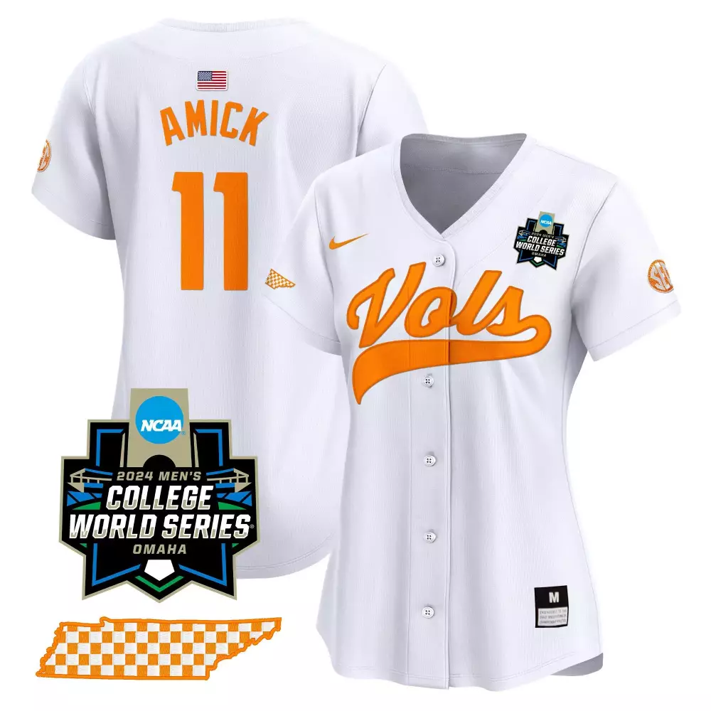 Billy Amick 11 Jersey White College World Series Tennessee Volunteers 2024 Women