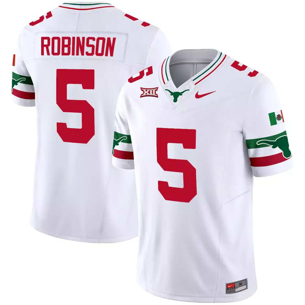 Bijan Robinson 5 Texas Longhorns Jersey White Big Men Red Green Vapor All Stitched