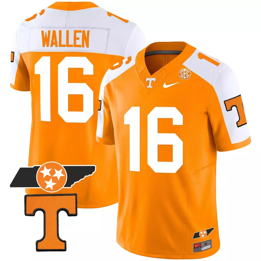 Morgan Wallen 16 Jersey Orange Tennessee Volunteers Men White Alternate v2 Stitched