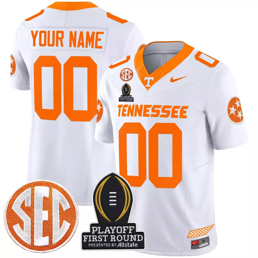 Custom Tennessee Jersey White Men Orange All Stitched