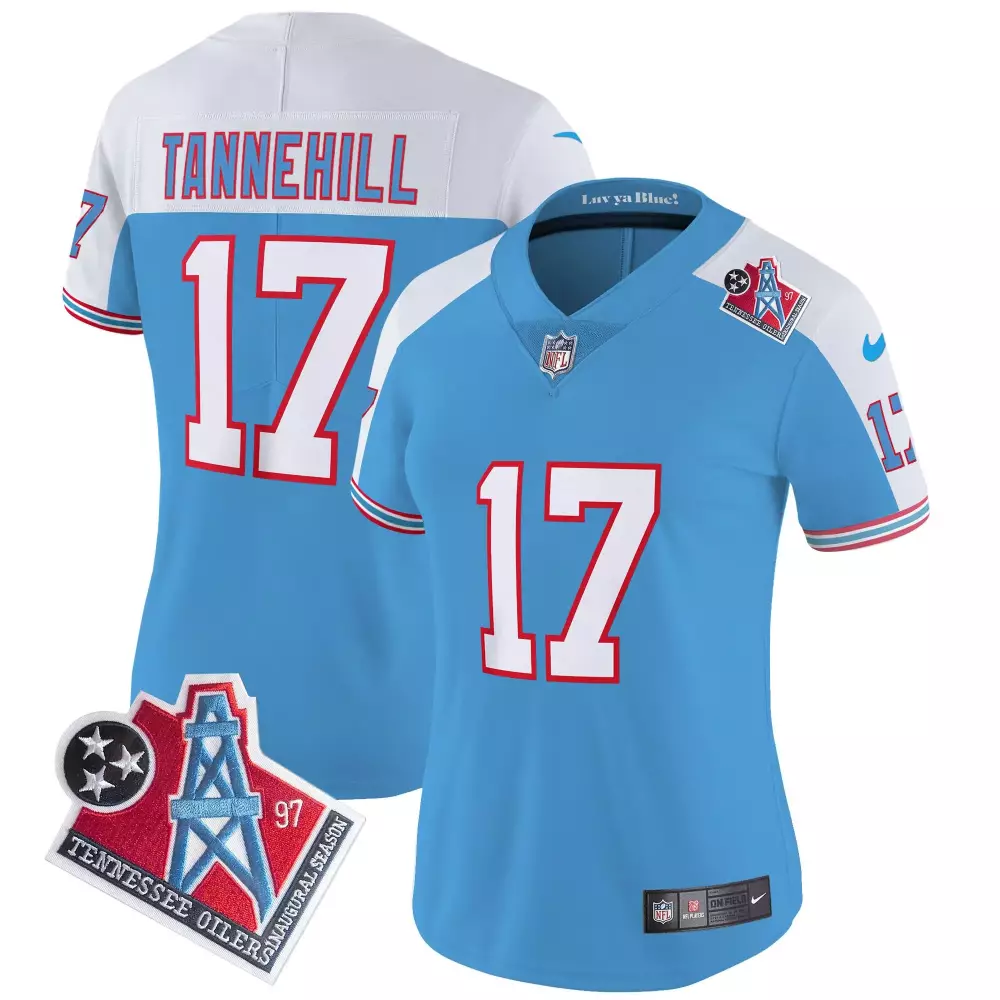 Ryan Tannehill 17 Jersey Light Blue Houston Oilers Throwback Tennessee Titans Inaugural Season '97
