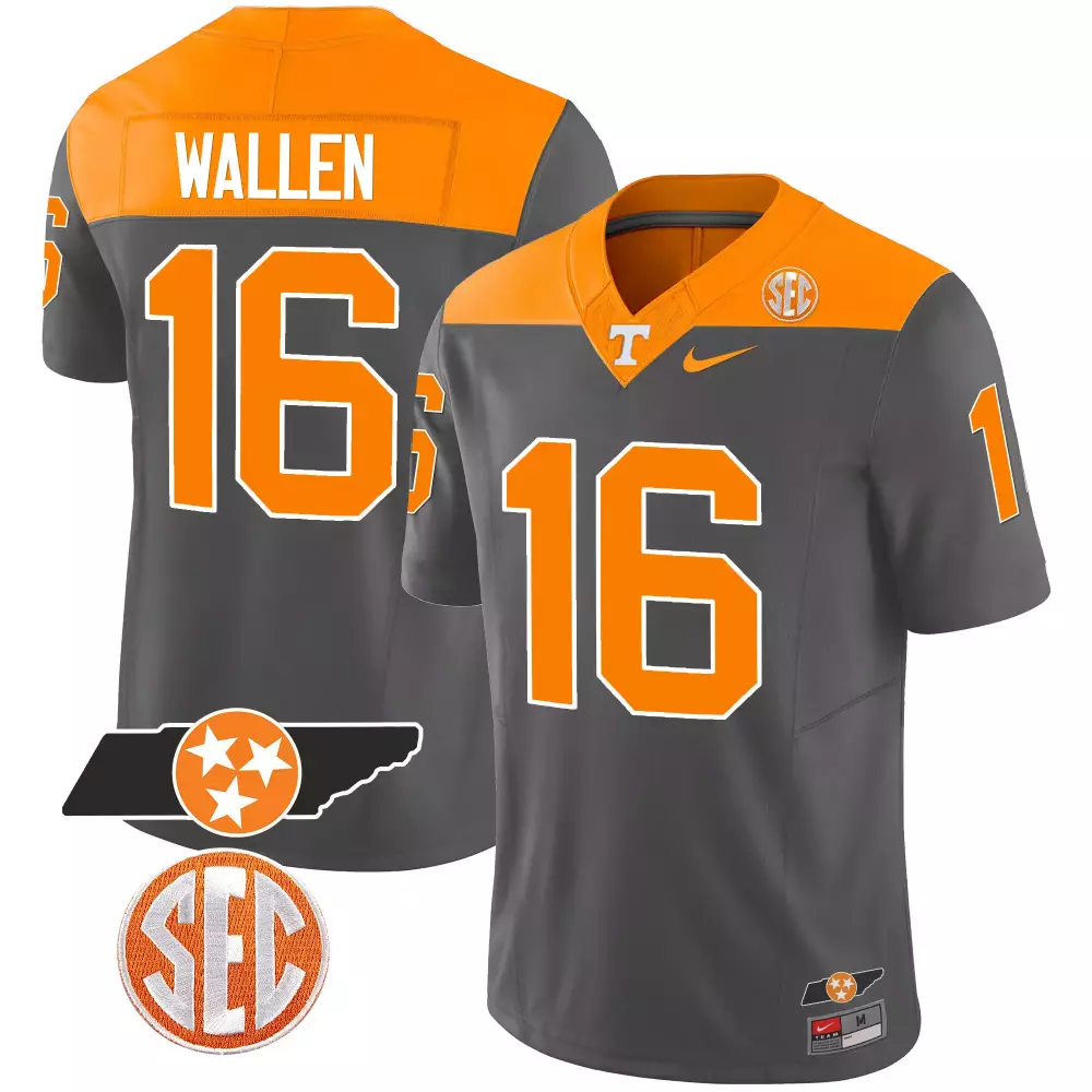 Morgan Wallen 16 Jersey Gray Tennessee Volunteers Men Orange Alternate Vapor Limited