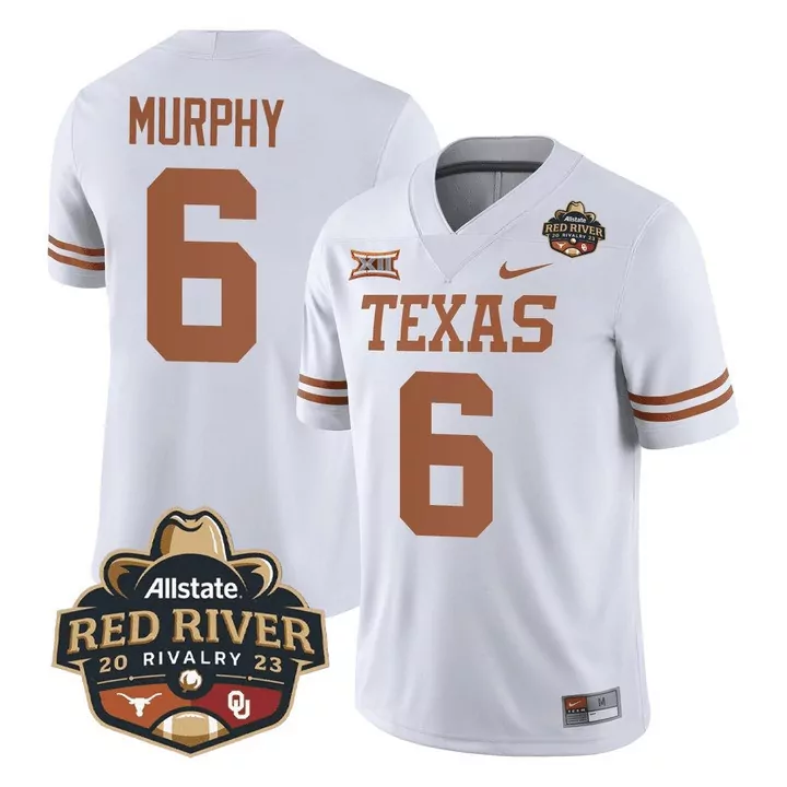Murphy River 6 Texas Jersey White Red Rivalry Men Orange All Stitched Vapor