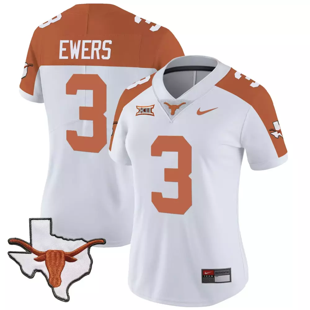 Quinn Ewers 3 Texas Longhorns Jersey White State Men Orange Vapor Limited All Stitched