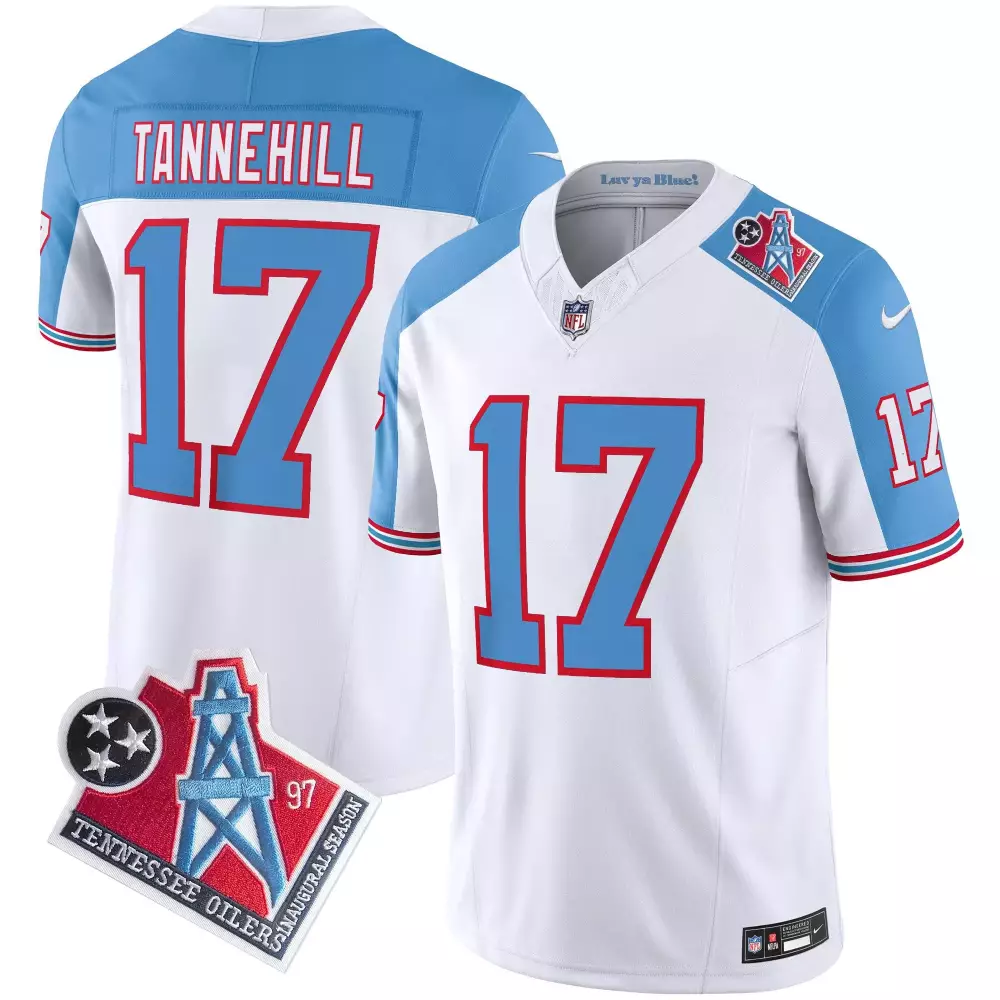 Ryan Tannehill 17 Jersey White Tennessee Oilers Throwback Titans Inaugural Season