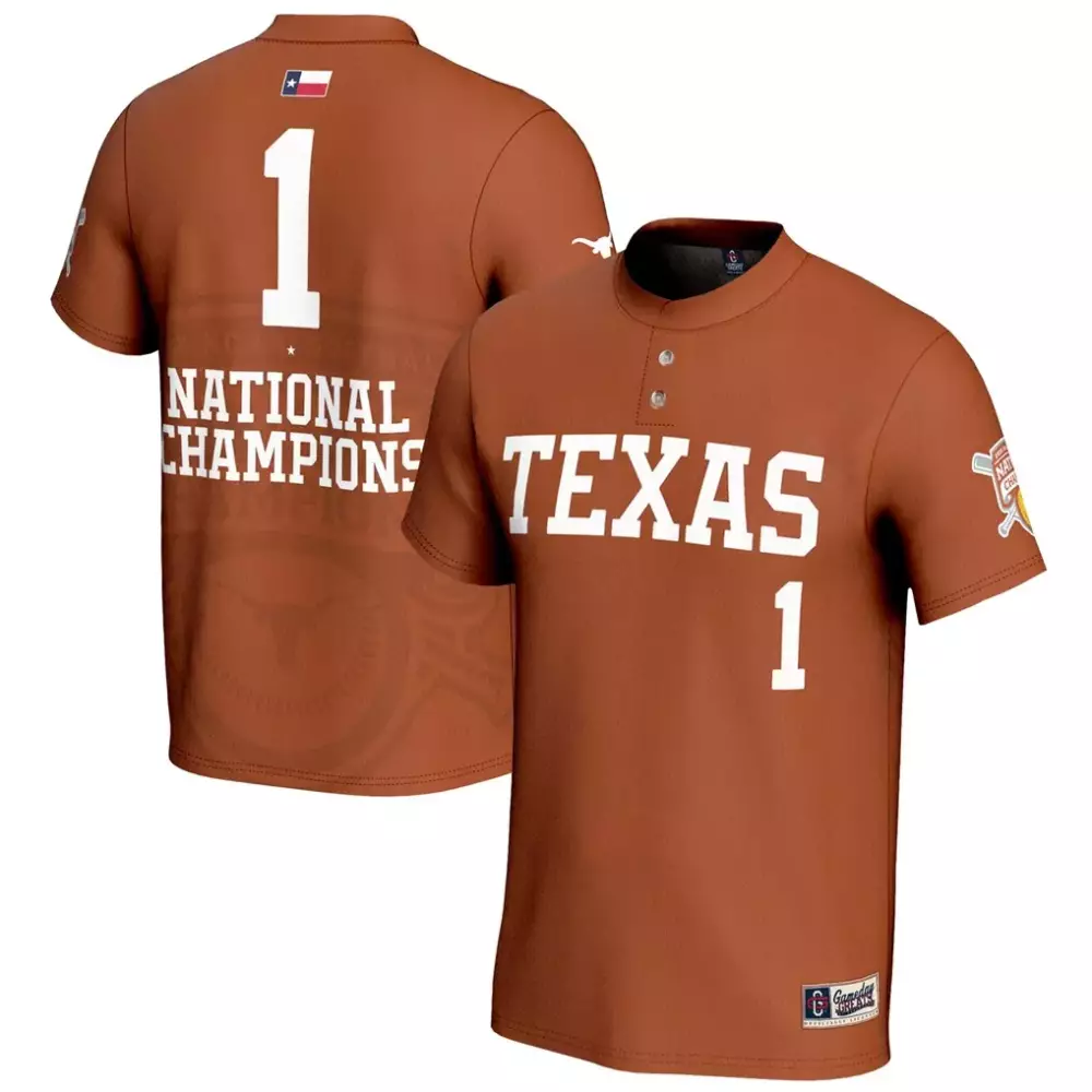 Custom Texas Longhorns 1 Jersey Burnt Orange National Champions Flag Men White Gameday