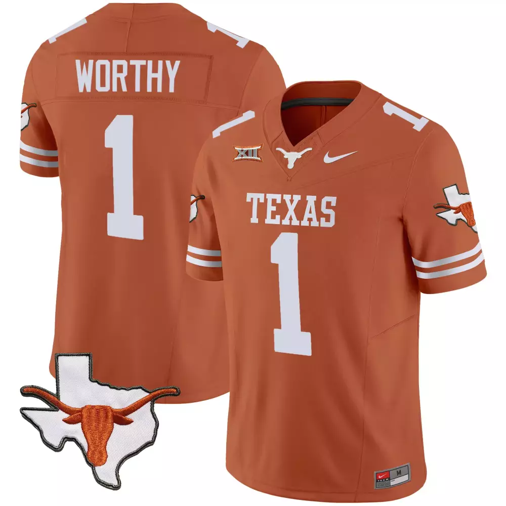 Xavier Worthy 1 Texas Jersey Orange Longhorns Men White Vapor Limited v3 All Stitched