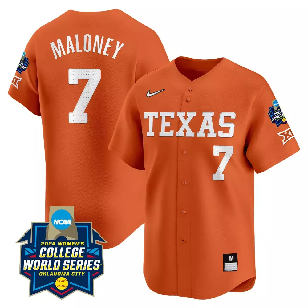Ashton Maloney 7 Texas Jersey Orange 2024 Women's College World Series Women White