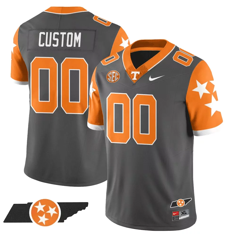 Custom Tennessee Volunteers Jersey Gray Men Alternate Split Design Orange White Vapor