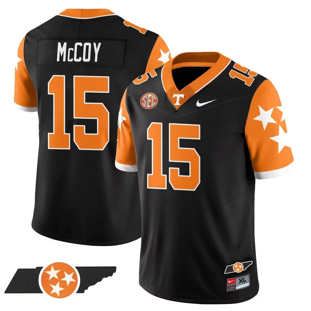 Bru Mccoy 15 Tennessee Volunteers Jersey Black Men Orange White Alternate Vapor Limited