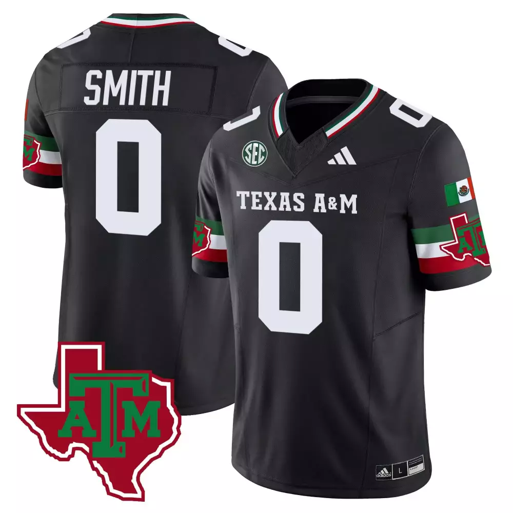 Ainias Smith Texas A&m Jersey Black White Green Red Vapor All Stitched