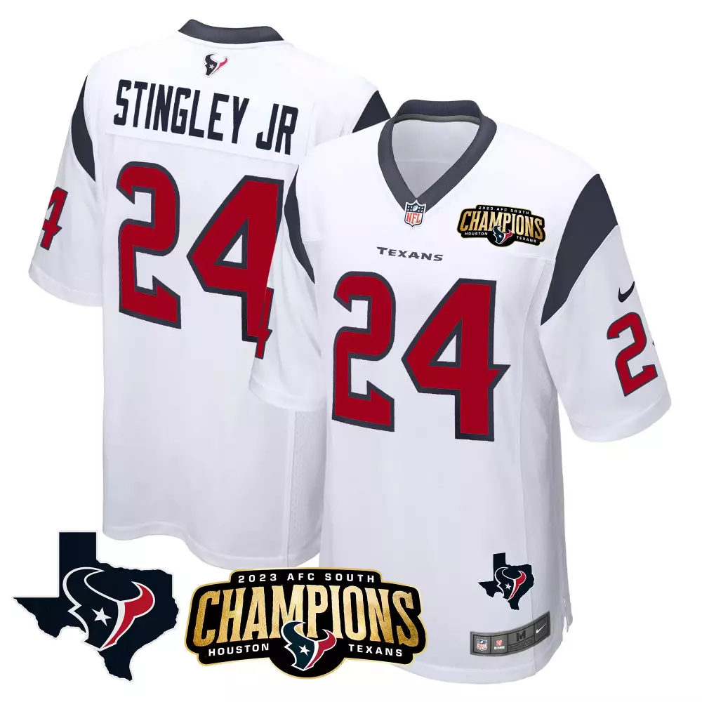 Derek Stingley Jr. 24 Jersey White AFC South Champions Houston Texans 2023 Men Red