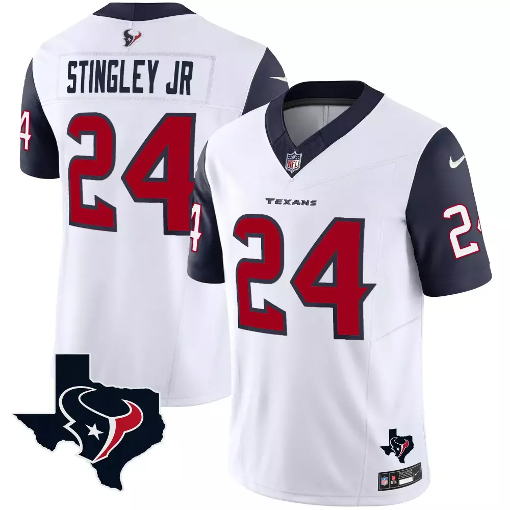 Derek Stingley Jr. 24 Texans Jersey White Men Player Navy Red Vapor Limited All Stitched