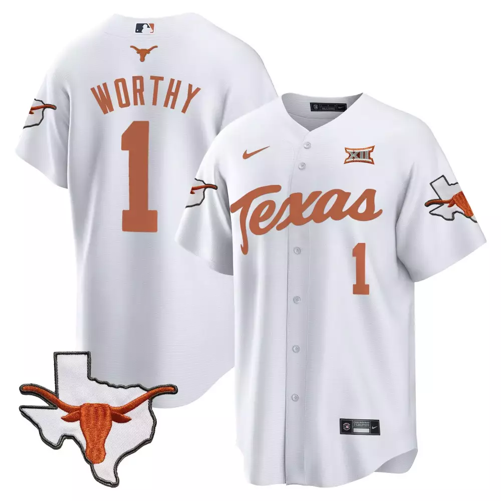 Xavier Worthy 1 Texas Jersey White Longhorns Men Burnt Orange All Stitched