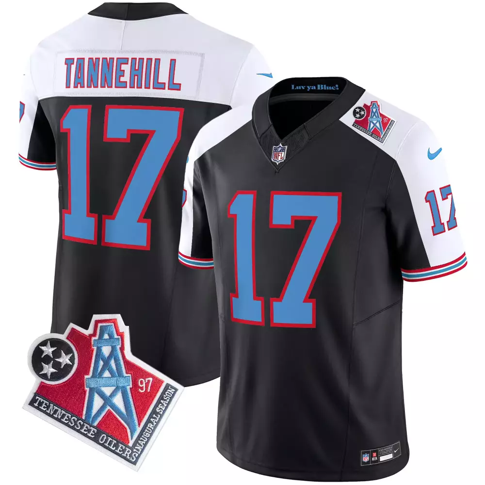 Ryan Tannehill 17 Jersey Black Throwback Tennessee Titans 1997 Men Alternate Split Design