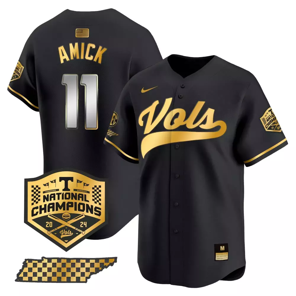 Billy Amick 11 Jersey Black Ncaa National Champions Tennessee Volunteers 2024 Ec