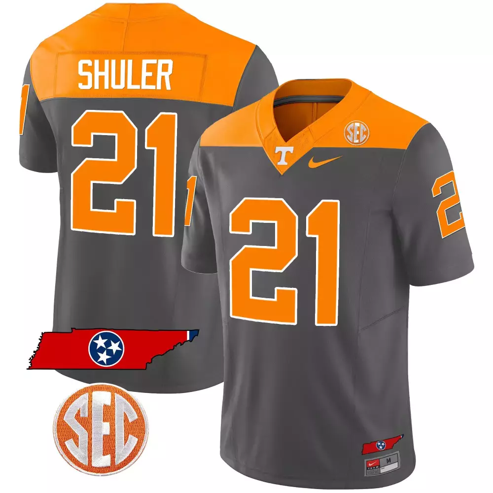 Shuler Anthracite 21 Jersey Gray Tennessee Volunteers Map Men Orange Alternate Vapor
