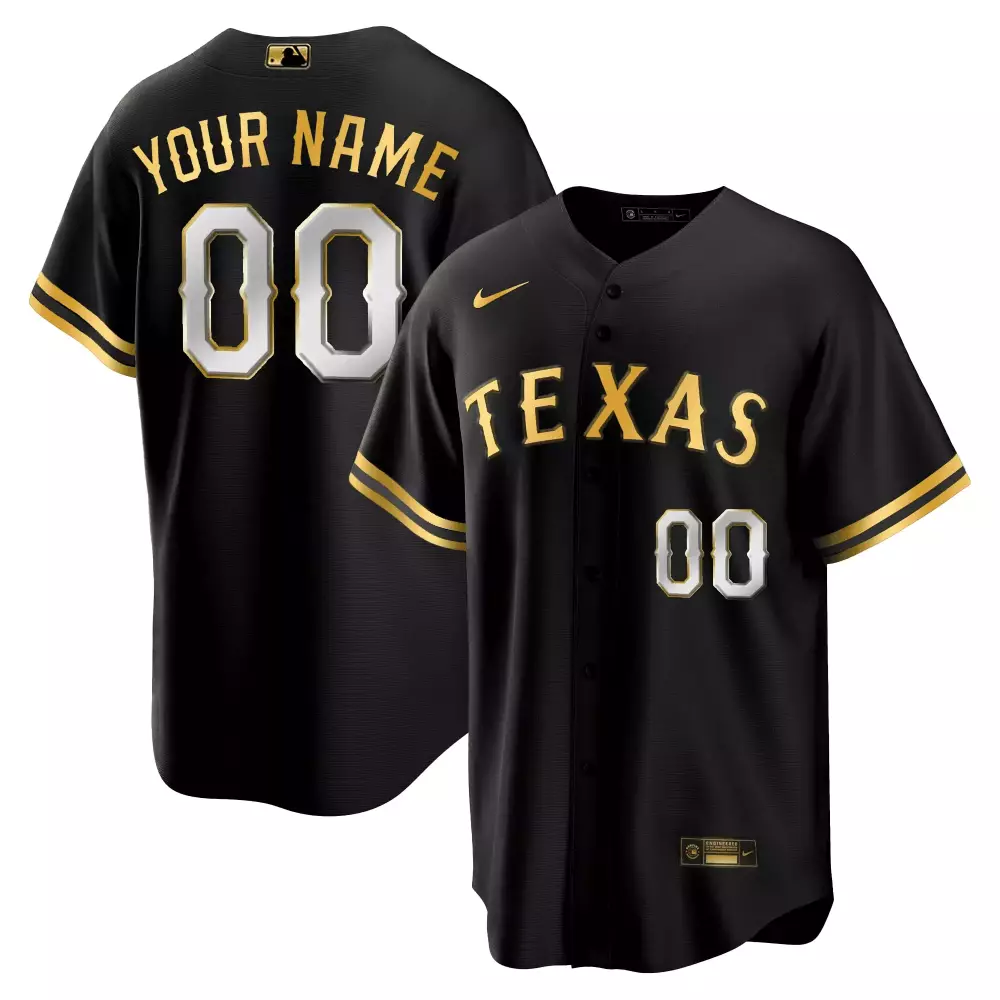 Custom Texas Jersey Black Gold White All Stitched Vapor Unisex