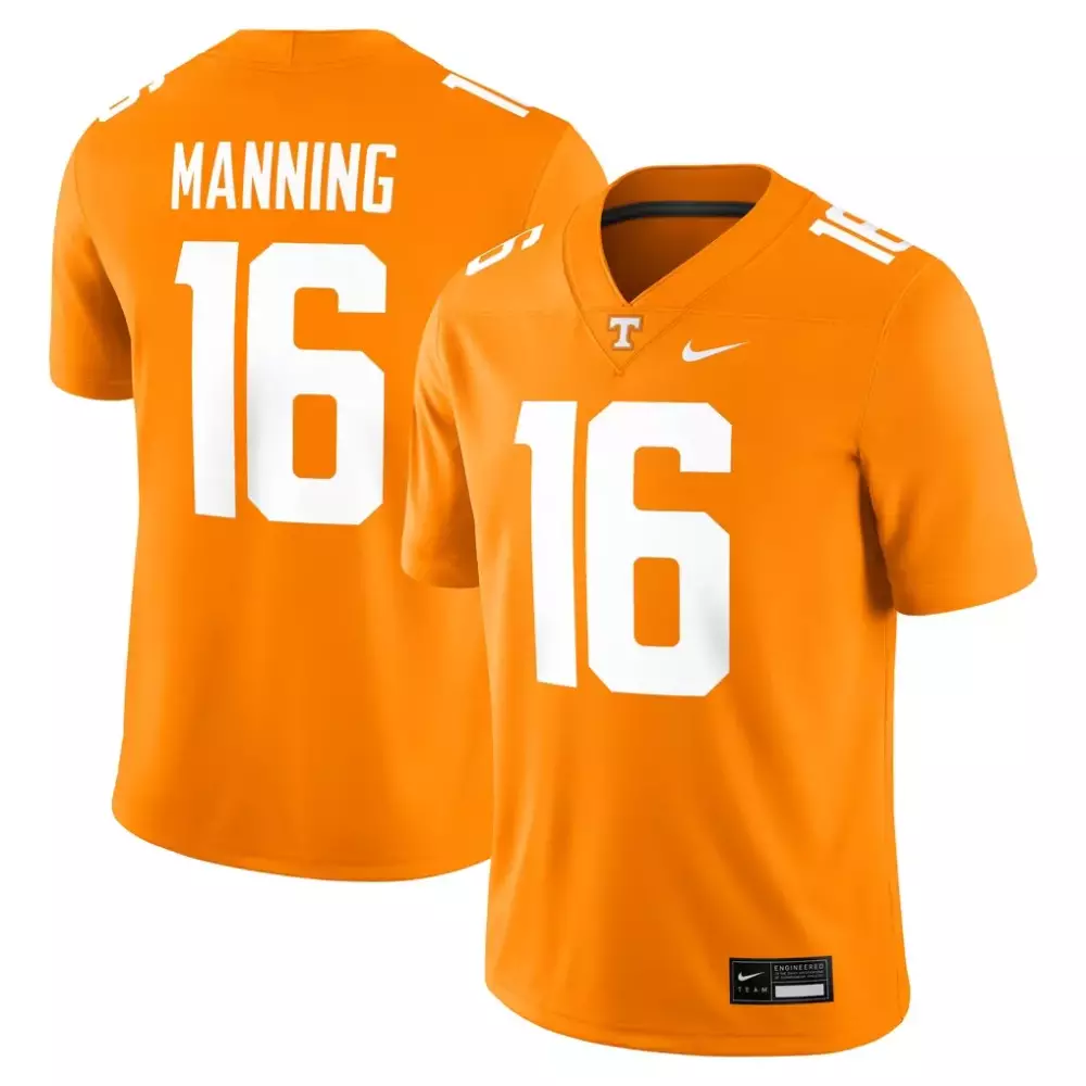 Peyton Manning 16 Jersey Orange Tennessee Volunteers Men White Game
