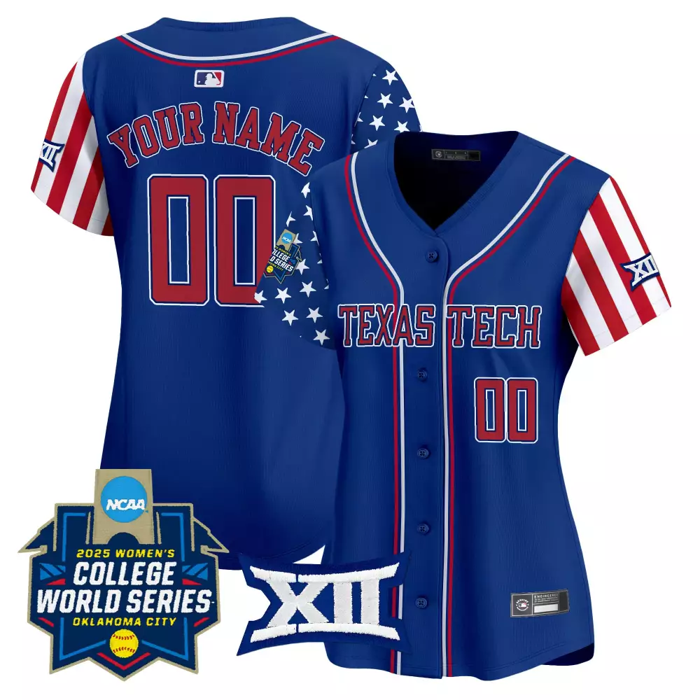 Custom Texas Tech Jersey Blue 2025 Women's College World Series Women Split Design