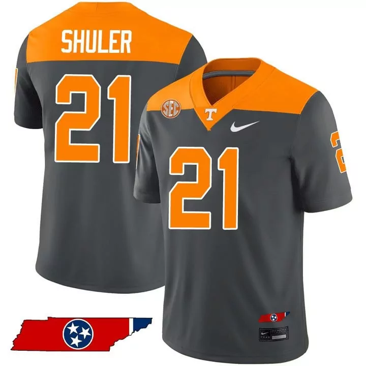 Shuler Anthracite 21 Jersey Gray Tennessee Volunteers Men Orange Alternate Vapor