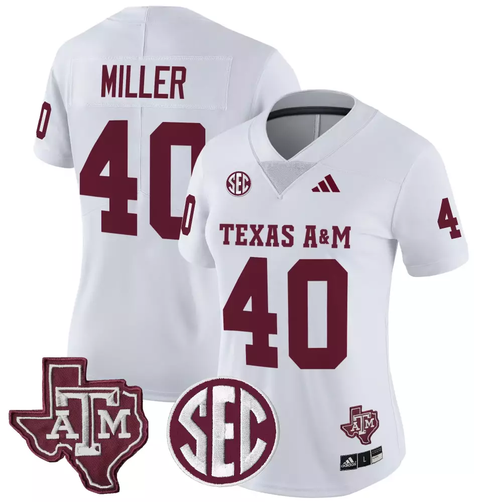 Miller M 40 Texas A&m Jersey White Women Maroon Vapor All Stitched