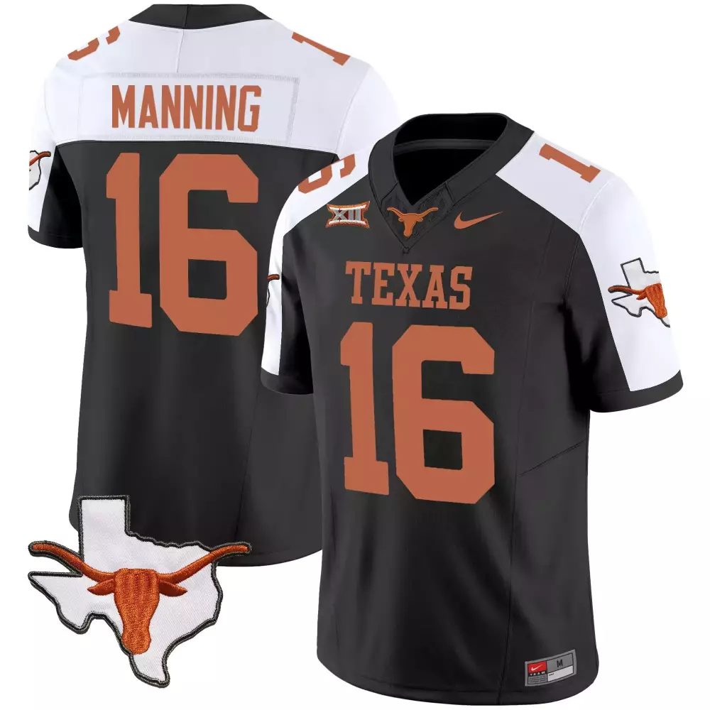 Arch Manning 16 Texas Longhorns Jersey Black Men White Orange Alternate Vapor Limited