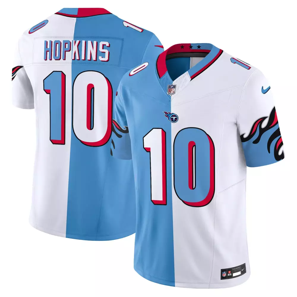 Deandre Hopkins 10 Titans Jersey Blue Men NFL Split Design White Red Vapor Limited