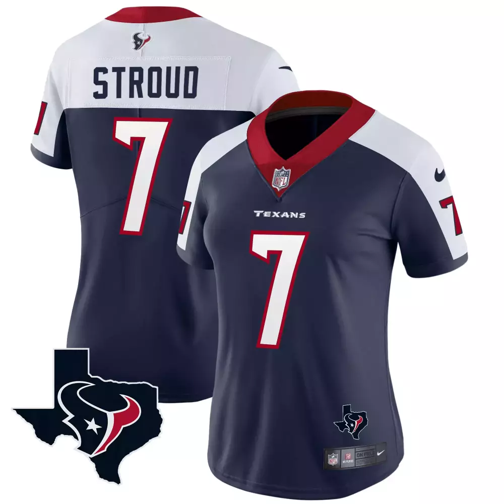 C.j. Stroud 7 Houston Texans Jersey Navy Blue Men Authentic White Red All Stitched