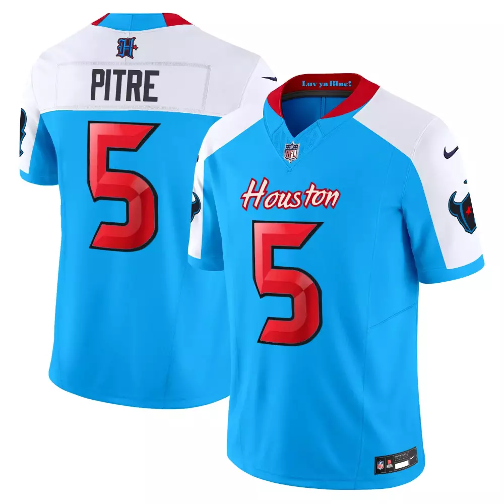 Dameon Pierce 5 Houston Texans Jersey Light Blue Luv Ya Men Alternate Split Design