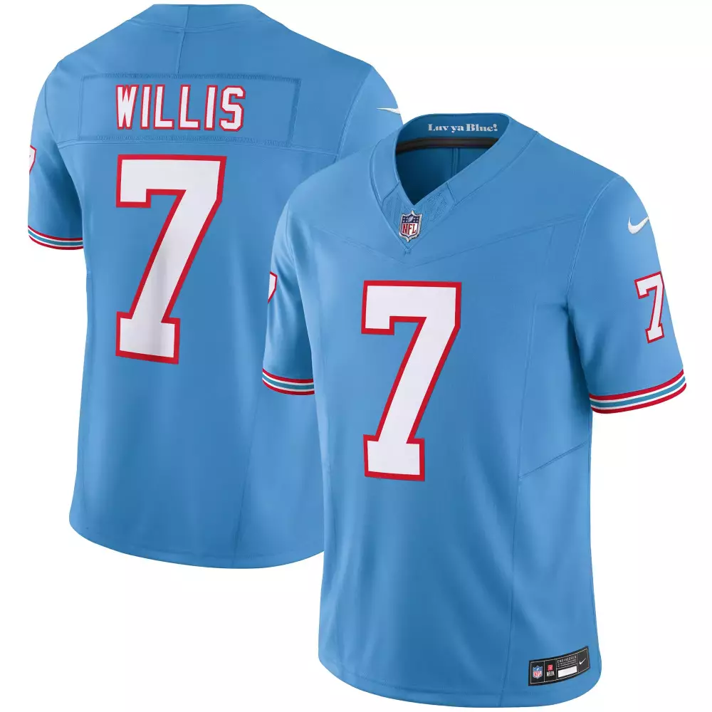 Joshua Williams 7 Jersey Light Blue Tennessee Titans Men Sports Alternate White Red