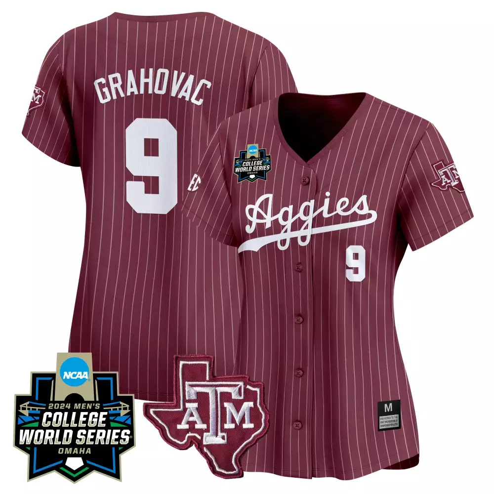 Gavin Grahovac 9 Texas A&m Aggies Jersey Maroon 2024 Men's College World Series Monogram