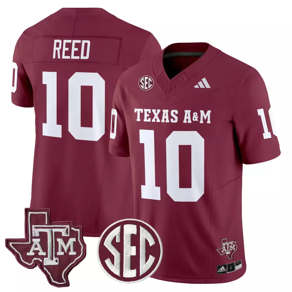 Reed M 10 Texas A&m Jersey Maroon Ncaa 2023 Men Replica White Vapor All Stitched