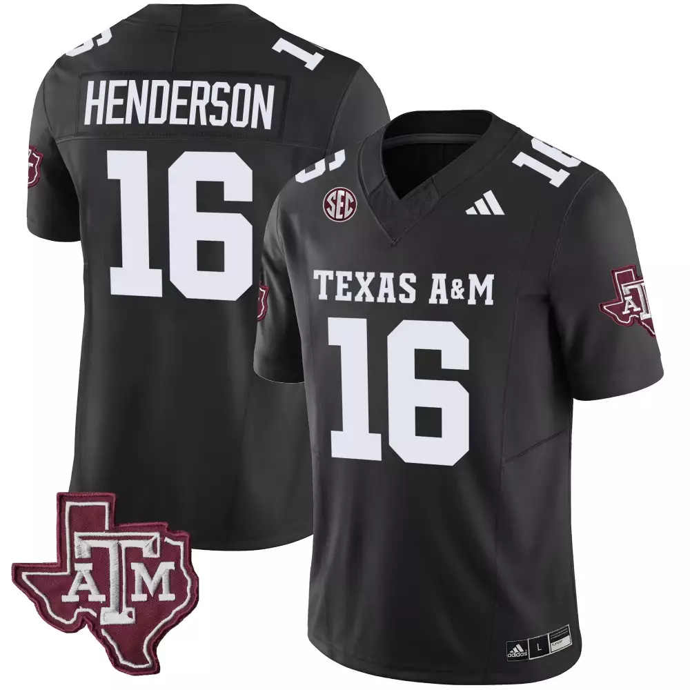 Jaylen Henderson 16 Texas A&m Jersey Black 2023 Men Game White Maroon Vapor Limited