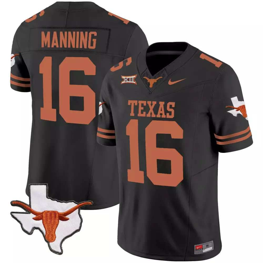 Arch Manning 16 Texas Jersey Black Outline Longhorn Men Orange Vapor Limited v3 All