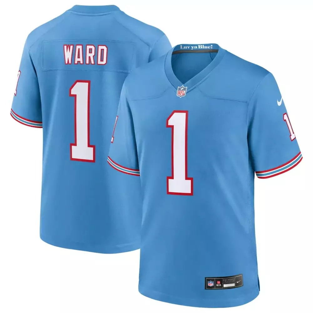 Cameron Ward 1 Houston Oilers Jersey Light Blue Luv Ya Blue! Men White Red Teal Alternate