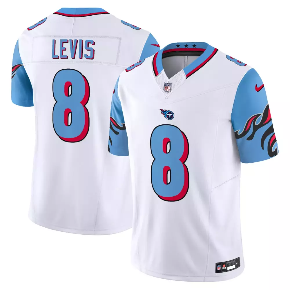 Will Levis 8 Tennessee Titans Jersey White Men Standard Alternate Light Blue Red