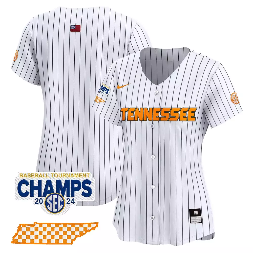 Custom Tennessee Jersey White SEC Baseball Tournament Champions American Flag Championship 2024