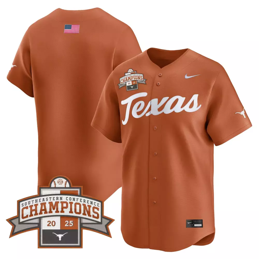Texas Longhorns Jersey Burnt Orange Southeastern Conference Champions 2025 Us Flag