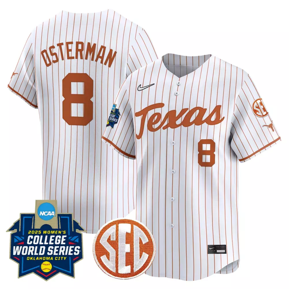 Osterman Wcws 8 Texas Jersey White 2025 Women's College World Series Women Orange